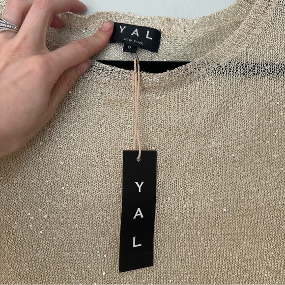 NWT YAL New York Knit Sweater Shimmering Gold Size Small Business Casual - Picture 4 of 7